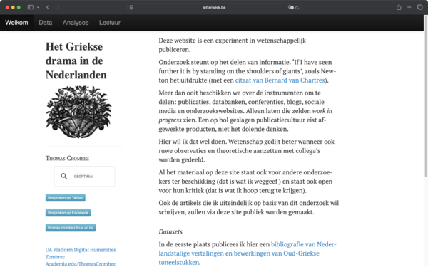 screenshot of website